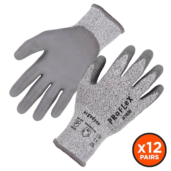 Ergodyne ANSI A3 PU Coated CR Gloves 12-Pair, Gray, Size S 7030-12PR - main